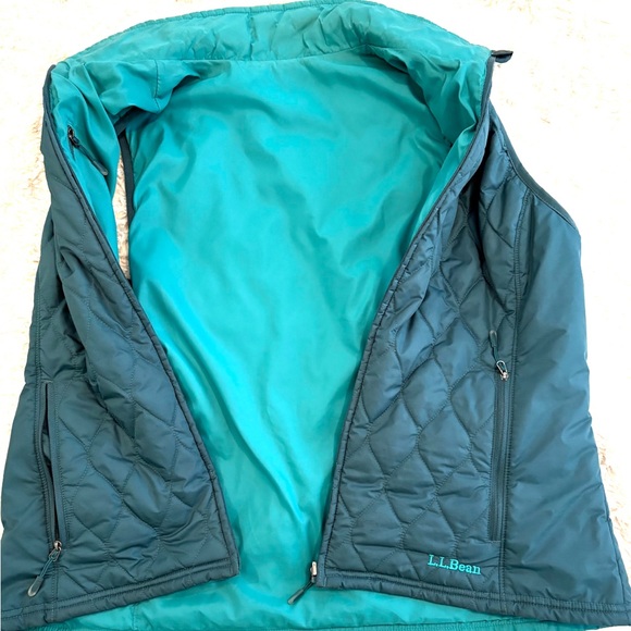 LL Bean quilted vest jacket REVERSIBLE vest size XL regular dark blue and teal. - Picture 5 of 8